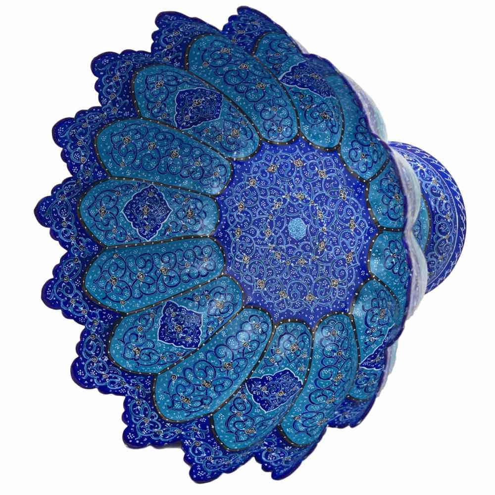 Decorative Copper Bowl Hand-Painted With Persian Minakari Enamel Gohar