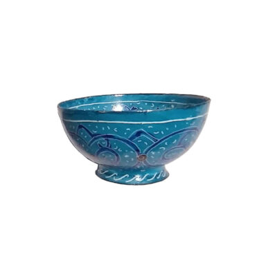 Decorative Copper Bowl Hand-Painted With Persian Minakari Enamel Sima