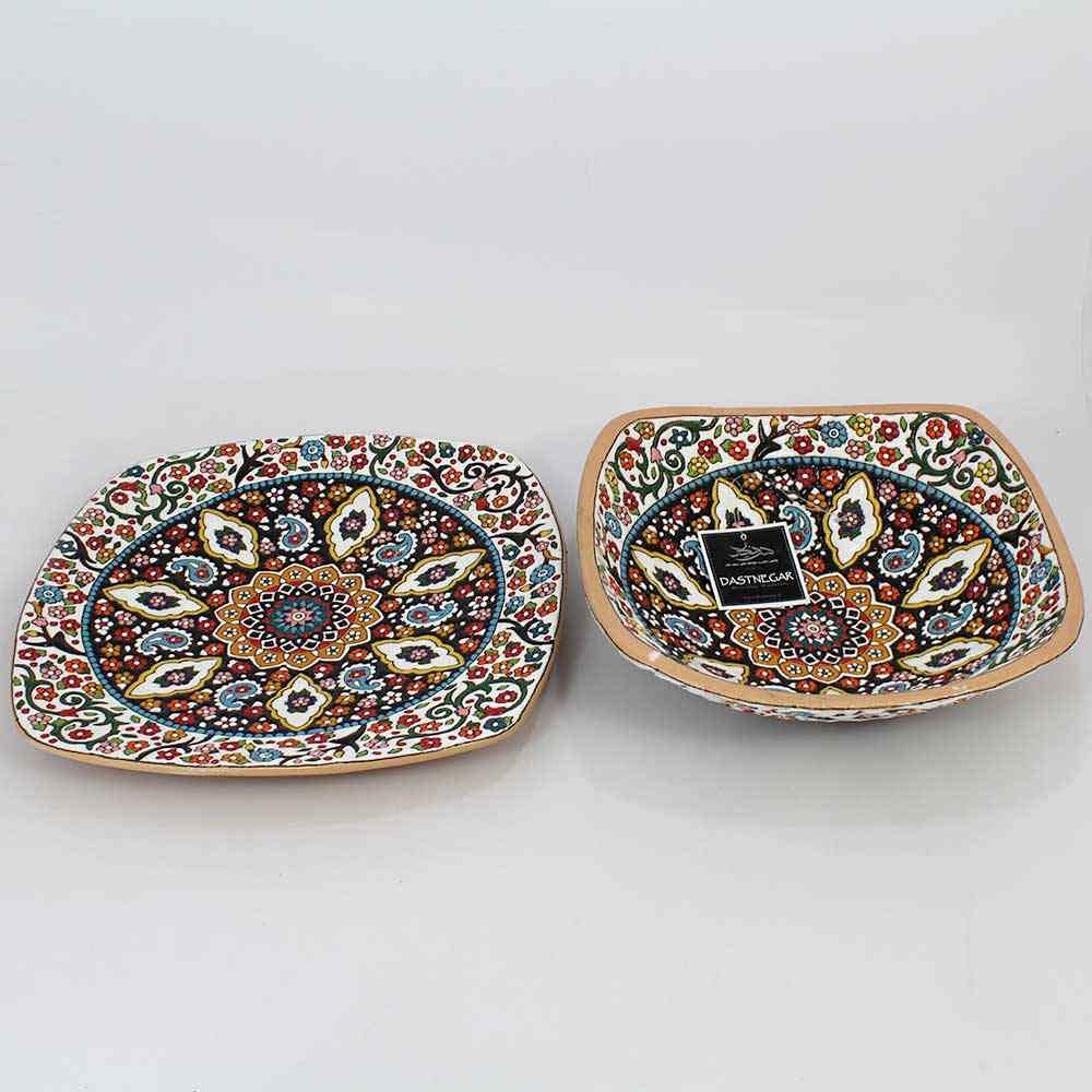 Persian Handmade Decorative Minakari Pottery Bowl & Plate Model Sivan