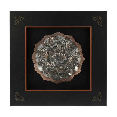 Traditional Persian Engraved Copper Wall Decor with Floral Artwork