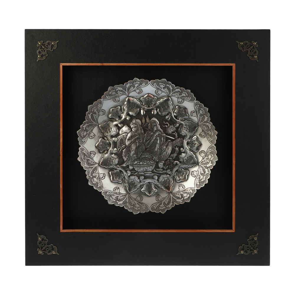 Handmade Framed Persian Engraved Copper Art Rezvan
