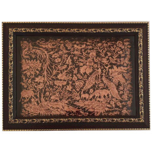 Handmade Framed Persian Engraved Copper Art Birds Zina