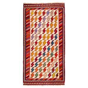 Persian Wool Kilim Rug Handwoven in Fars Traditional Aynaz