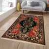 Hand-Knotted Persian Khorasan Tribal Rug (Lachak Toranj Floral Medallion) - Red Silk & Wool