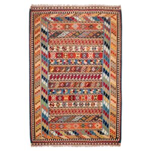 Naein Wool Kilim Rug – Solmaz Traditional Orange Geometric
