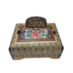 Floral Elegance – Handcrafted Wooden Pen Holder with Persian Khatamkari