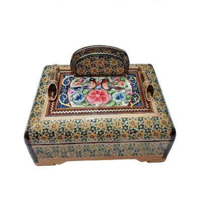 Floral Elegance – Handcrafted Wooden Pen Holder with Persian Khatamkari