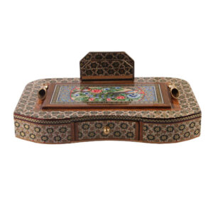 Decorative Desk Accessory – Peafowl Motif, Khatamkari Art