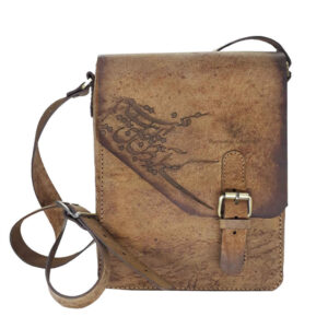 Luxurious Handcrafted Leather Crossbody Bag – Persian Poem Design