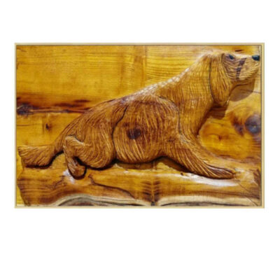 Wood Carved Dog Wall Art – Artistic Animal Artwork & Decorative Home Interior
