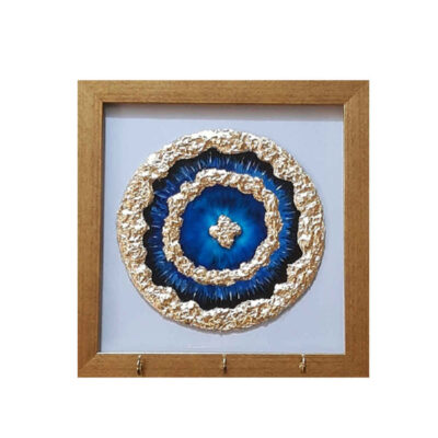 Decorative Wooden Wall Key Holder with Evil Eye Design F78 for Entryway