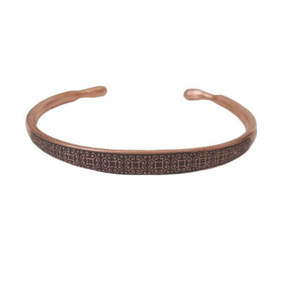 Persian Copper Cuff Bracelet with Floral Affirmation Design – Traditional Jewelry