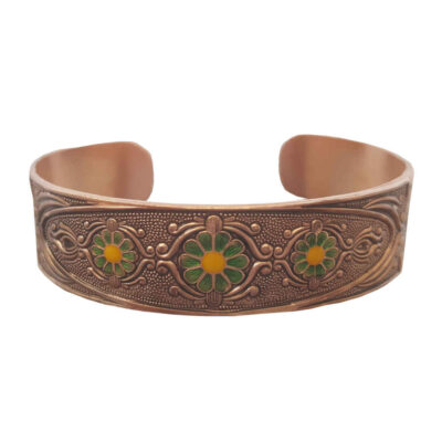 Persian Copper Cuff Bracelet with Lotus Design – Traditional Persian Jewelry