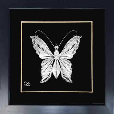 Persian Silver Filigree Butterfly Wall Art – Elegant Iranian Decorative Artwork