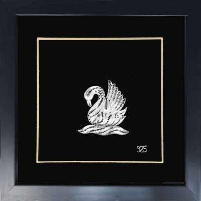 Iranian Silver Filigree Wall Artwork with Swan Design – Elegant Home Decor