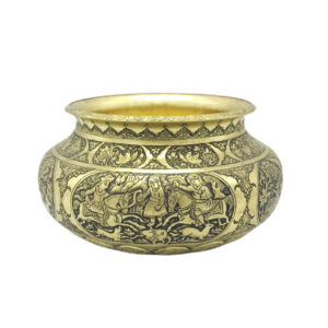 Decorative Brass Bowl Handcrafted Persian Engraved Shekar