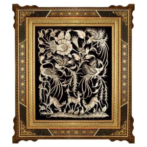 Handmade Framed Persian Engraved Copper Art Gooya – Traditional Wall Decor