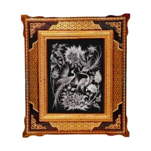Handmade Framed Persian Engraved Copper Art Hasti – Traditional Wall Decor