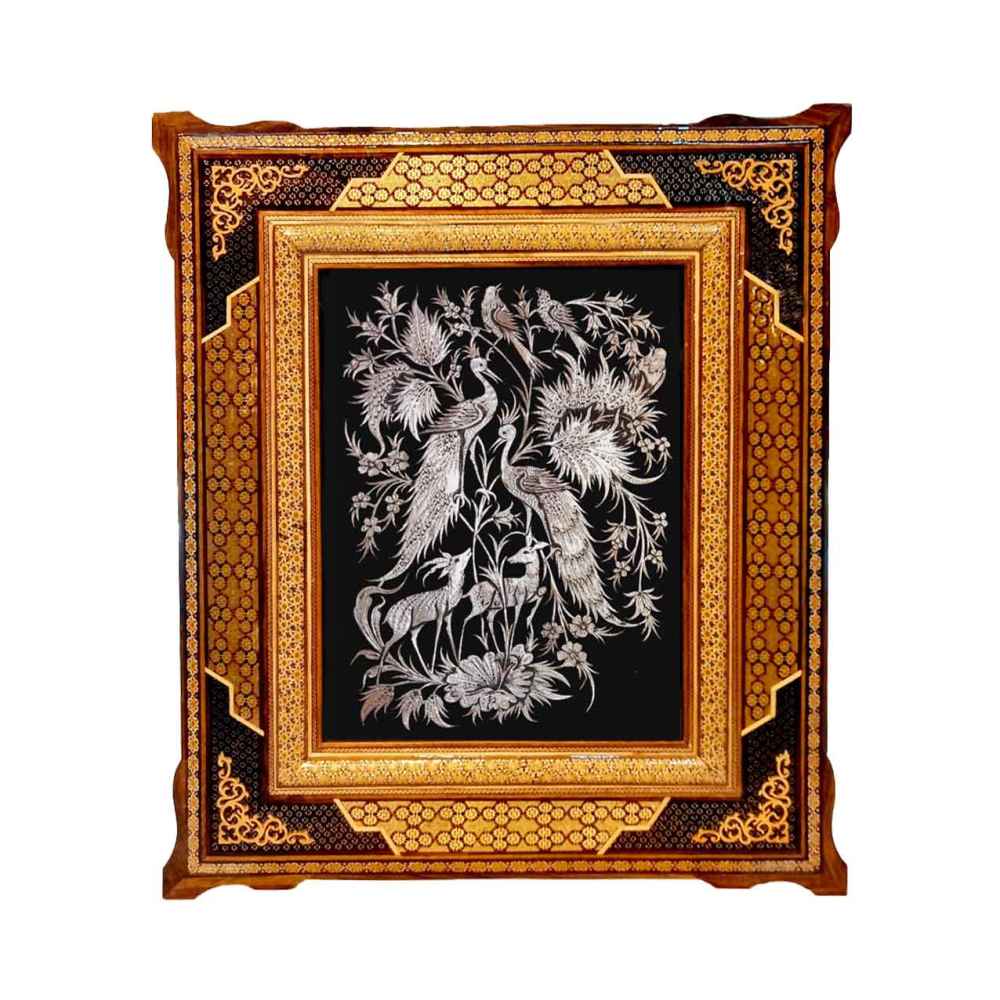 Handmade Framed Persian Engraved Copper Art Zoha – Traditional Wall Decor