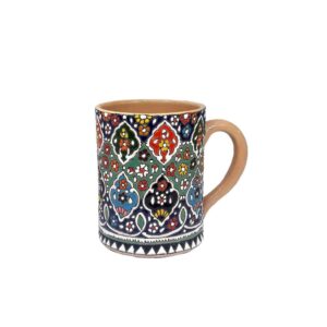 Artistic Handcrafted Persian Pottery Mug – Minakari Enameled, Saghar Design