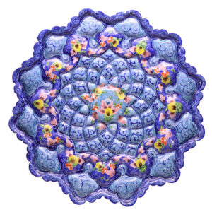Decorative Copper Wall Plate Hand-Painted with Persian Minakari Enamel Atash