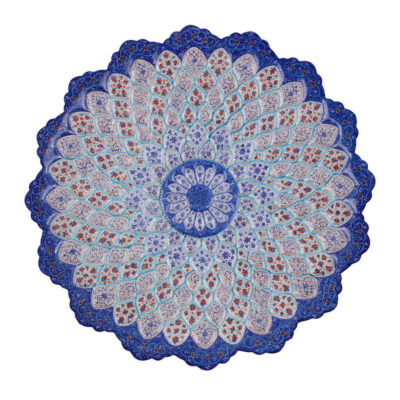 Hand-Painted Persian Minakari Copper Decorative Display Plate, Azar Mandala Enamelwork