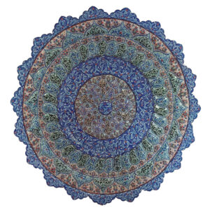 Decorative Copper Wall Plate Hand-Painted with Persian Minakari Enamel Alborz