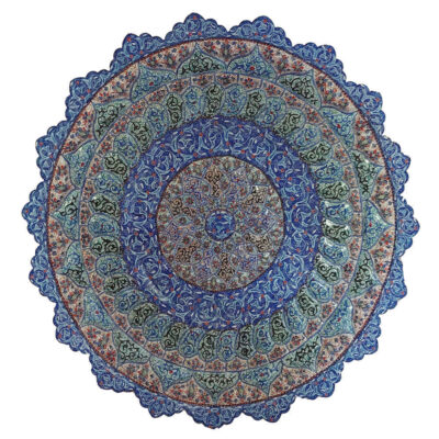 Hand-Painted Persian Minakari Copper Decorative Display Plate, Alborz Mandala Enamelwork
