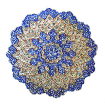 Hand-Painted Persian Minakari Copper Decorative Display Plate, Arya Mandala Enamelwork