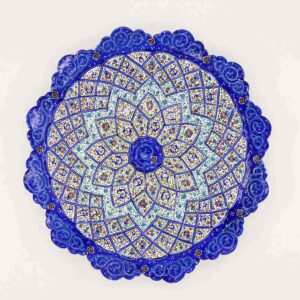 Decorative Copper Wall Plate Hand-Painted with Persian Minakari Enamel Azarakhsh