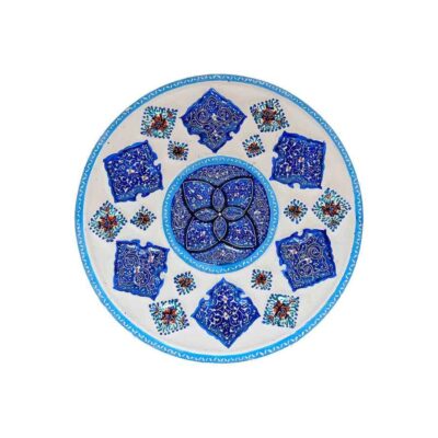 Hand-Painted Persian Minakari Copper Decorative Display Plate, Bahman Floral Enamelwork