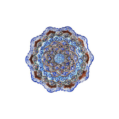 Hand-Painted Persian Minakari Copper Decorative Display Plate, Bamdad Mandala Enamelwork