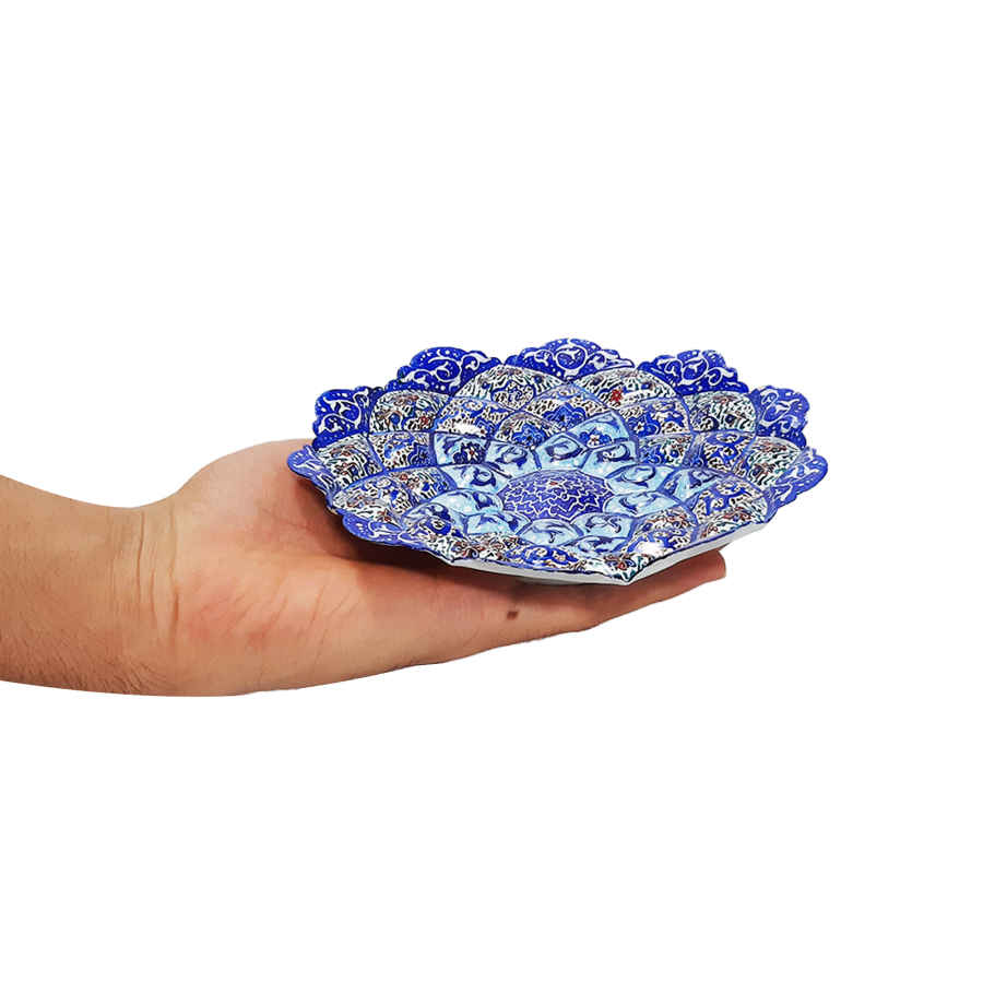 Decorative Copper Wall Plate Hand-Painted with Persian Minakari Enamel Bardia