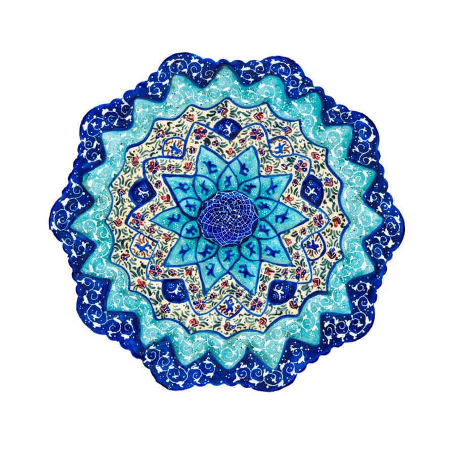 Decorative Copper Wall Plate Hand-Painted with Persian Minakari Enamel Bina