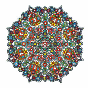 Decorative Pottery Wall Plate Hand-Painted with Persian Minakari Enamel Borzoo