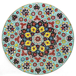 Decorative PotteryWall Plate Hand-Painted with Persian Minakari Enamel Negar