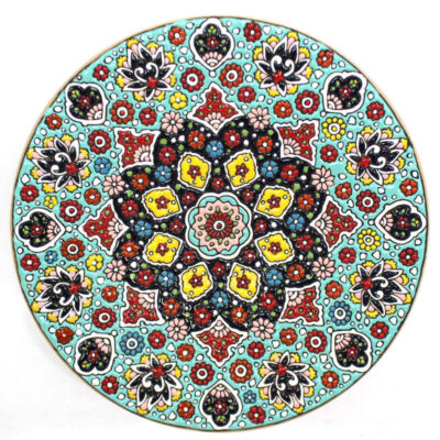 Hand-Painted Persian Minakari Pottery Decorative Display Plate, Negar Mandala Enamelwork