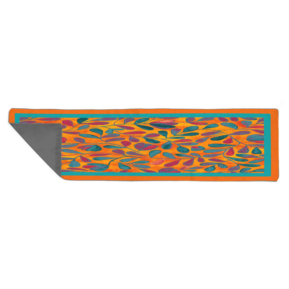 Persian Elegance Orange Velvet Table Runner Atoosa