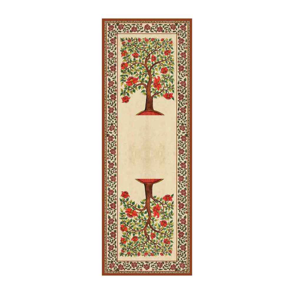 Persian Elegance Cream Velvet Table Runner Khooshe