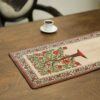 Persian Elegance Cream Velvet Table Runner Khooshe