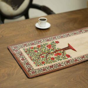 Persian Elegance Cream Velvet Table Runner Khooshe