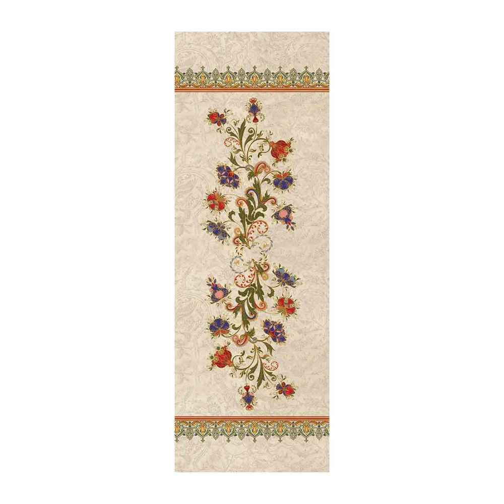 Persian Elegance Cream Velvet Table Runner Afrooz