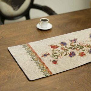 Persian Elegance Cream Velvet Table Runner Afrooz