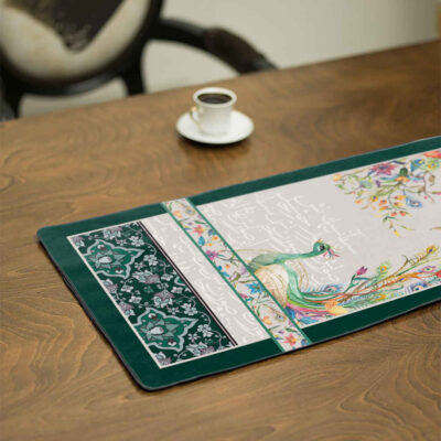 Persian Elegance Green Velvet Table Runner Tavoos