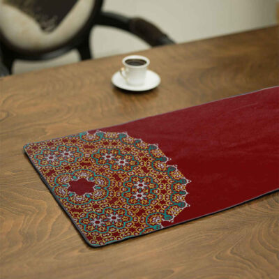 Persian Elegance Red Velvet Table Runner Shams II