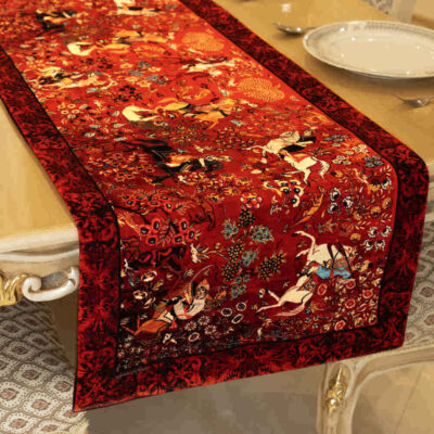 Persian Elegance Red Velvet Table Runner Shekargah II