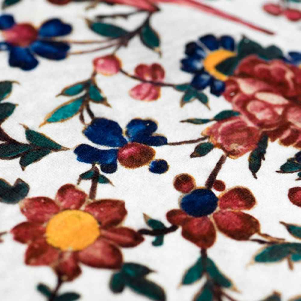 Persian Elegance White Velvet Table Runner Sana