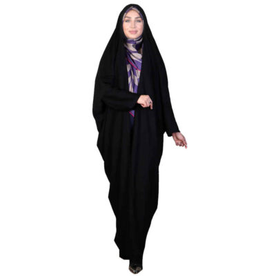 Traditional Arabic Black Chador with Sleeves for Outdoor Wear, Janan Model