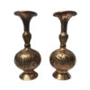 Set of Two Handcrafted Persian Engraved Copper Vases, Featuring the Mehmansara Model with a Traditional Floral Design