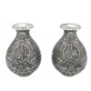 Set of Two Handcrafted Persian Engraved Copper Vases with a Tazhib Design, Featuring a Beautiful Floral Motif for Single Stems